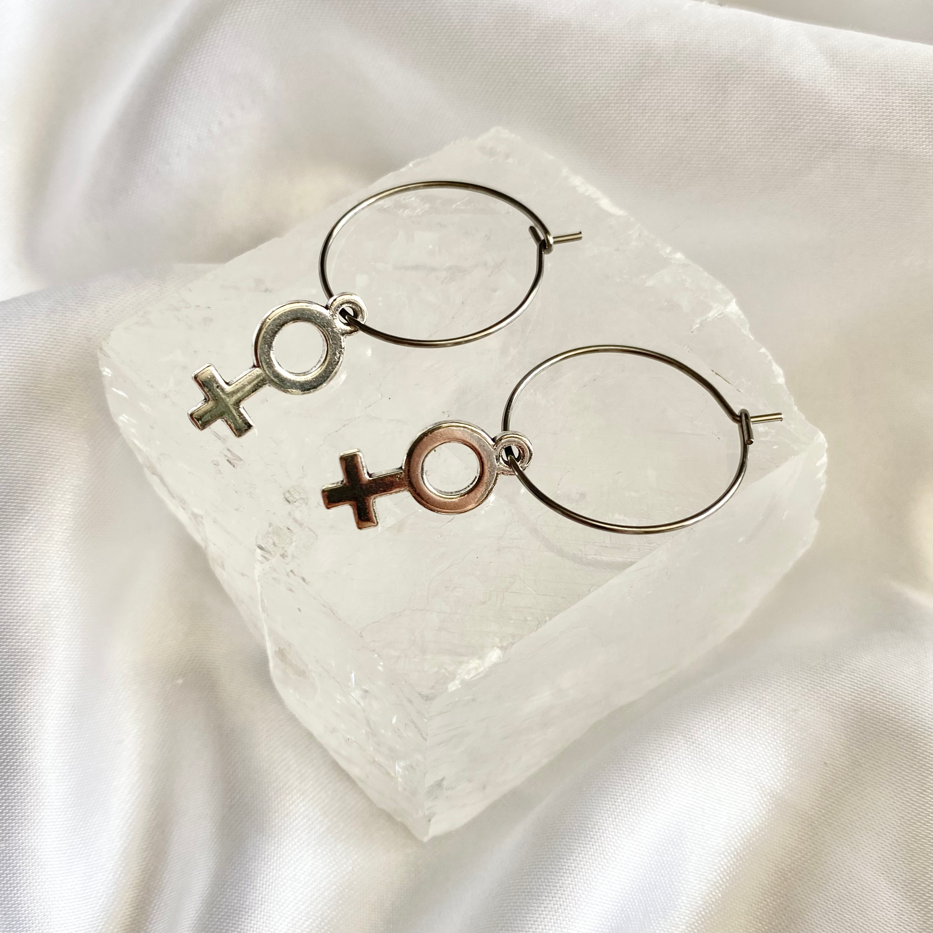 Female Sign Hoop Earrings image 0