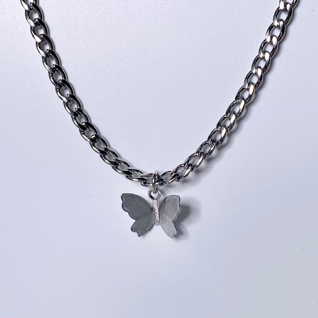 Silver Mini Minimalist Butterfly Necklace image 0