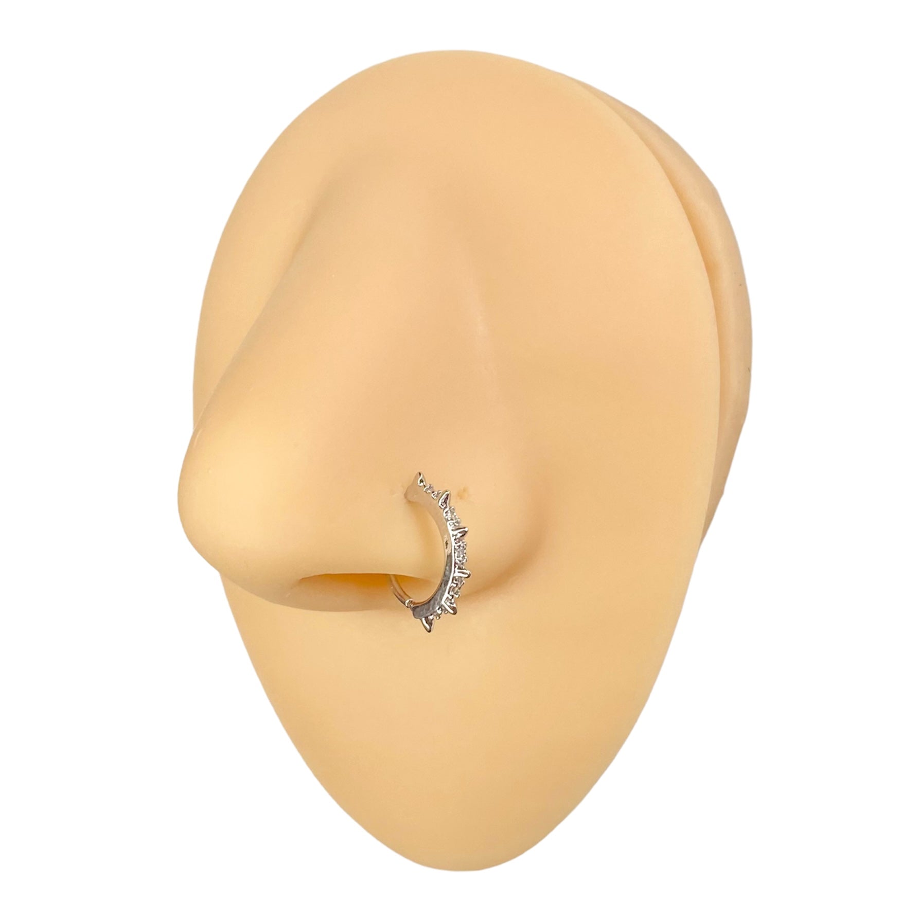 Silver Spikes CZ Lined Hoop image 0