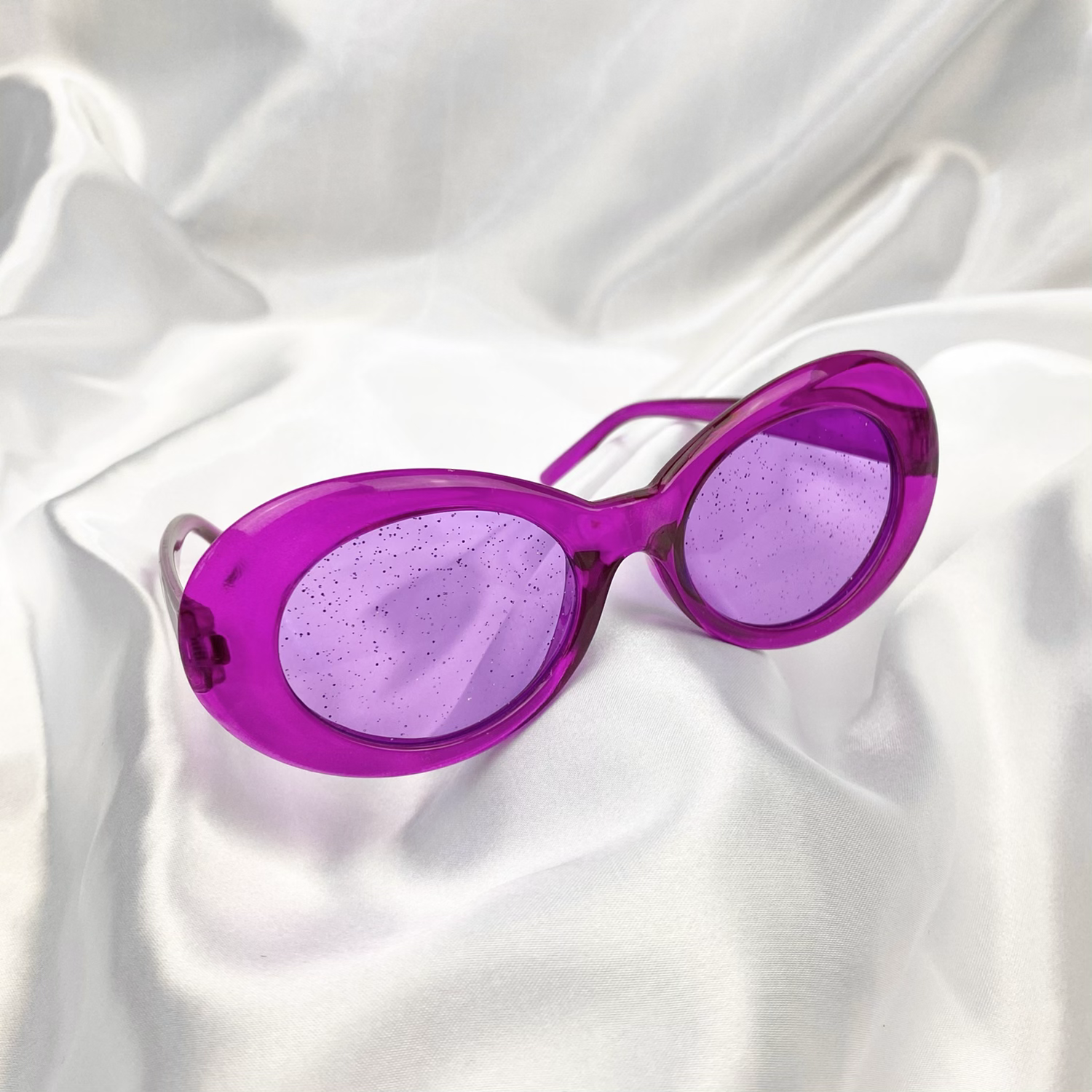 Purple Clear Glitter Clout Goggle Sunglasses image 0
