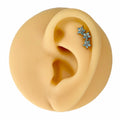 Blue Triple Crystal Flower Barbell Stud image 0
