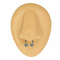 Blue CZ Paved Flower Ends Horseshoe Hoop  image 0