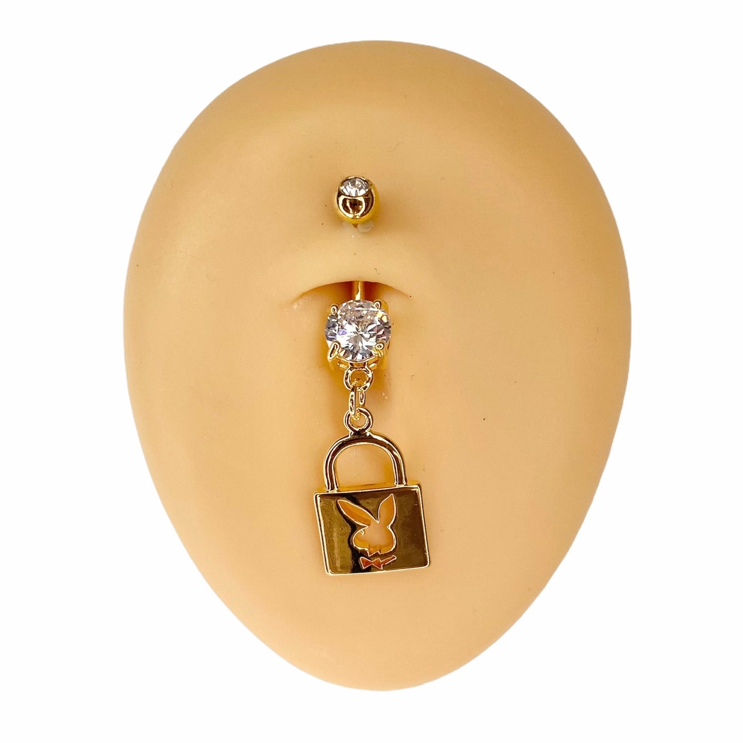 Gold Playboy Lock Belly Bar  image 0