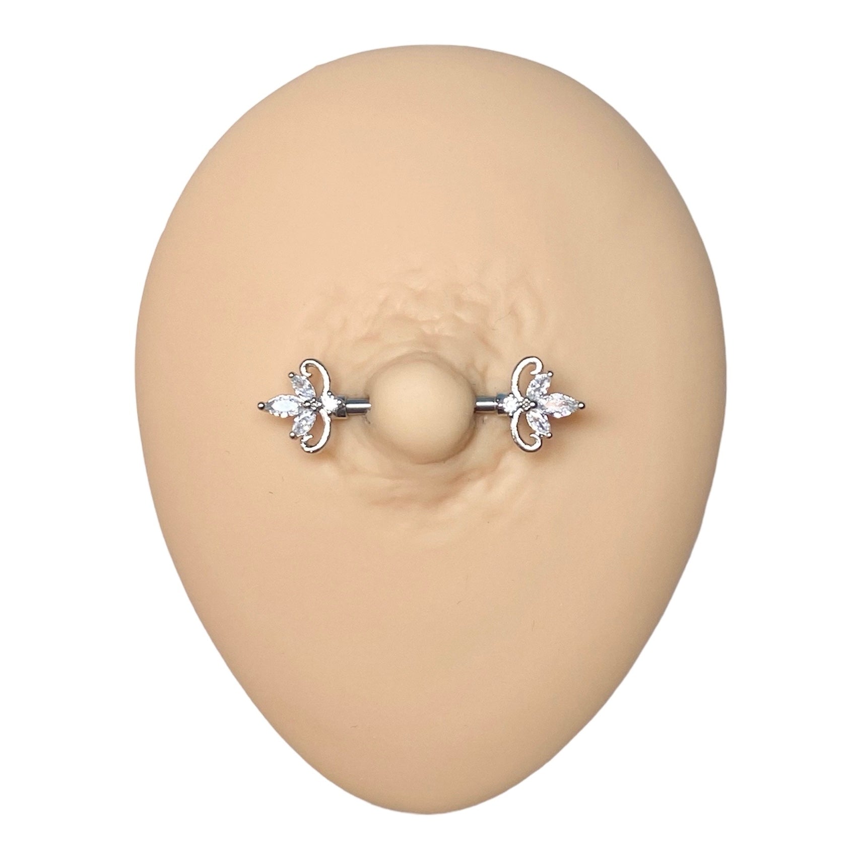 Silver Triple Marquise Nipple Bar image 0