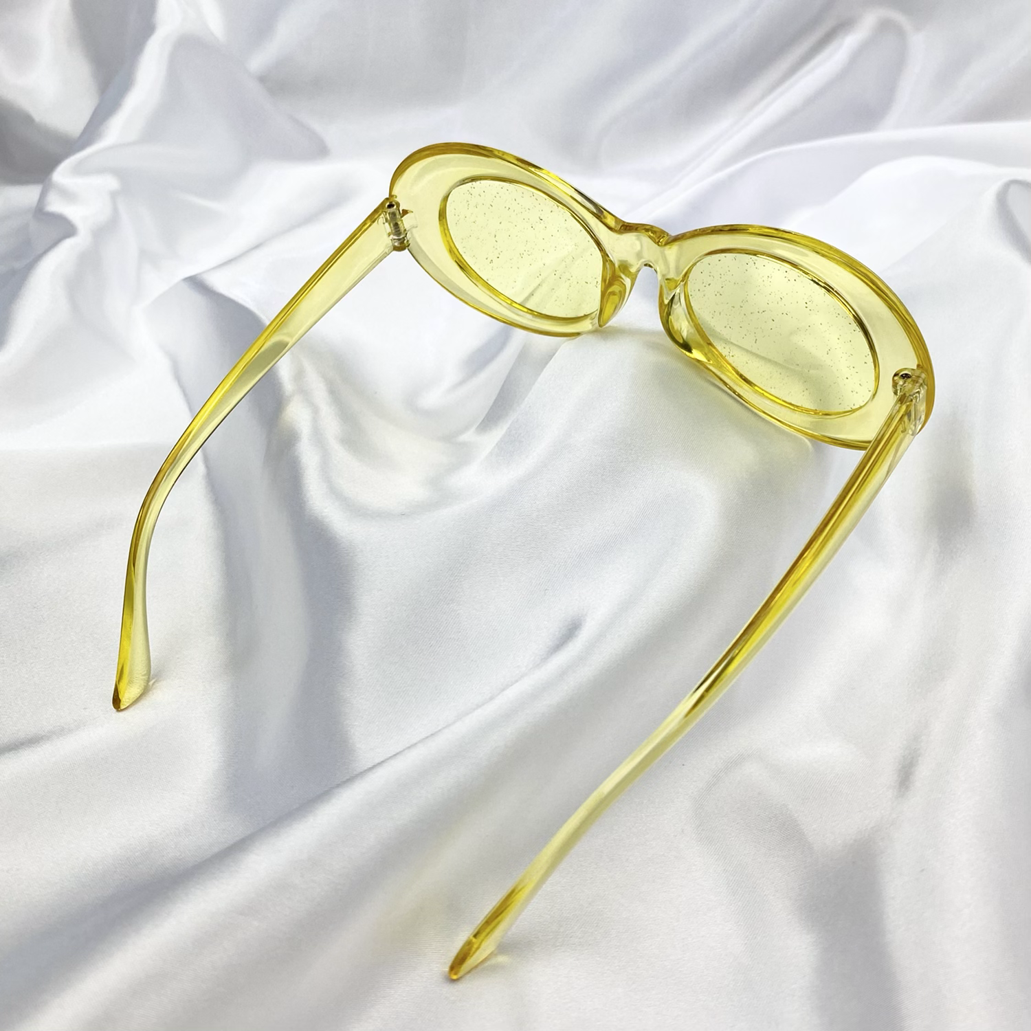 Yellow Clear Glitter Clout Goggle Sunglasses image 2