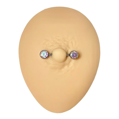 AB Cubic Zirconia Nipple Bar image 0