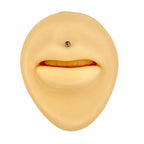 Silver Red CZ Ball Top Flat Back Stud image 1