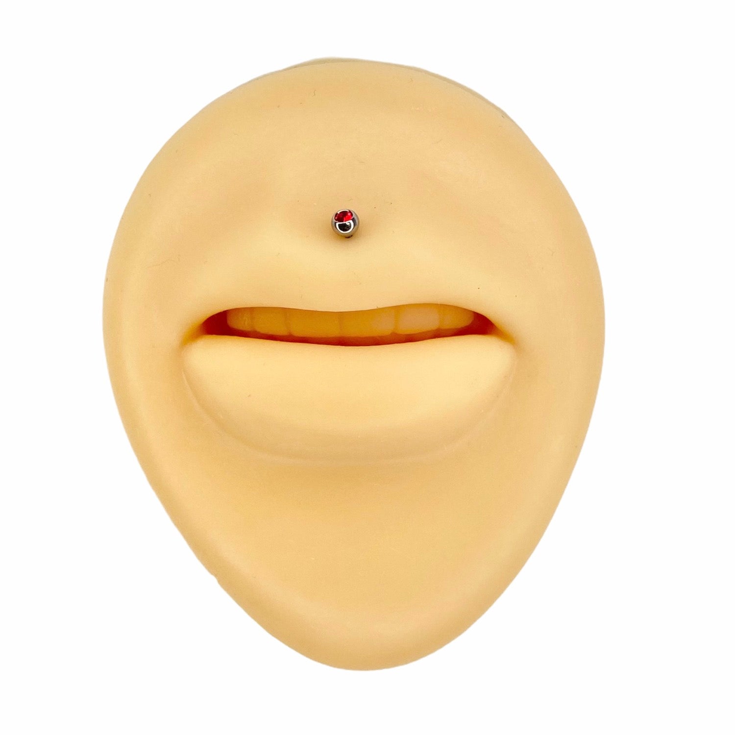 Silver Red CZ Ball Top Flat Back Stud image 1