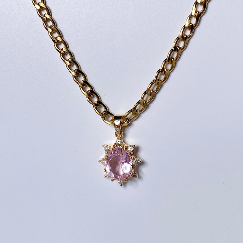 Baby Pink Royal CZ Necklace image 0