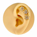 Silver Large Triple CZ Flower Barbell Stud image 0