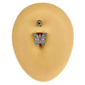Aurora Borealis Crystal Paved Butterfly Belly Bar image 0