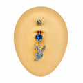 Blue CZ Playboy Dangle Belly Bar  image 0