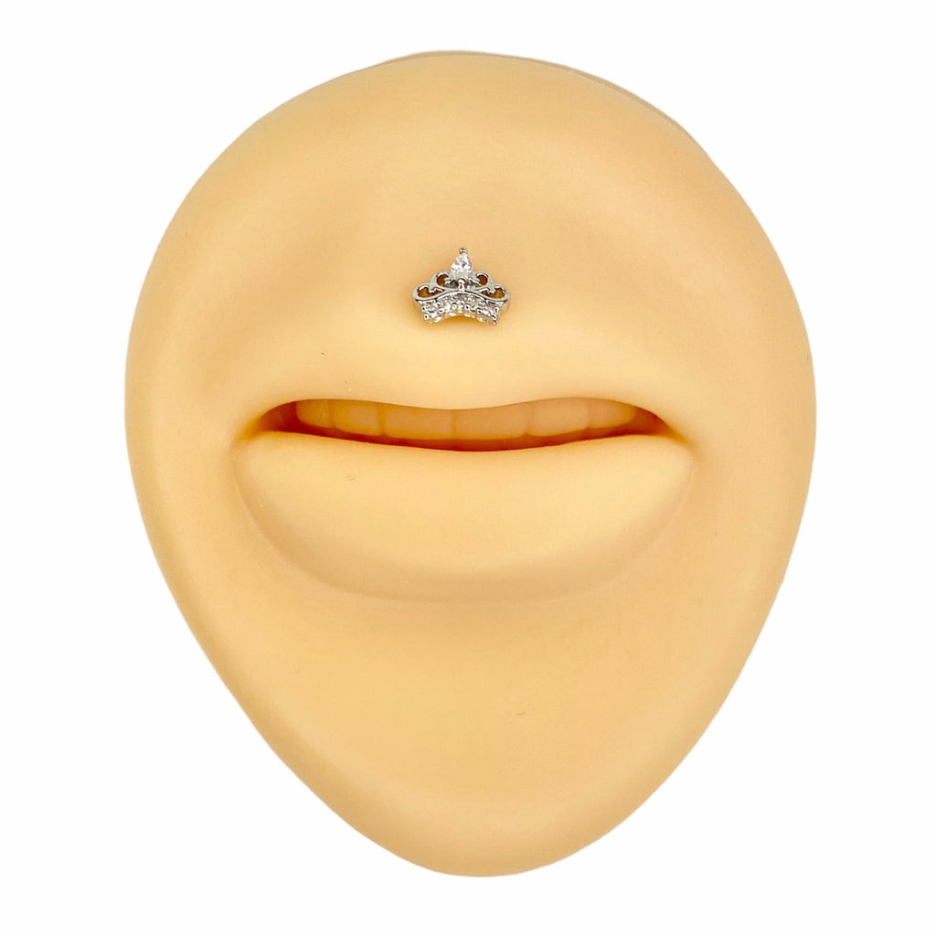 Silver CZ Tiara Flat Back Stud image 1