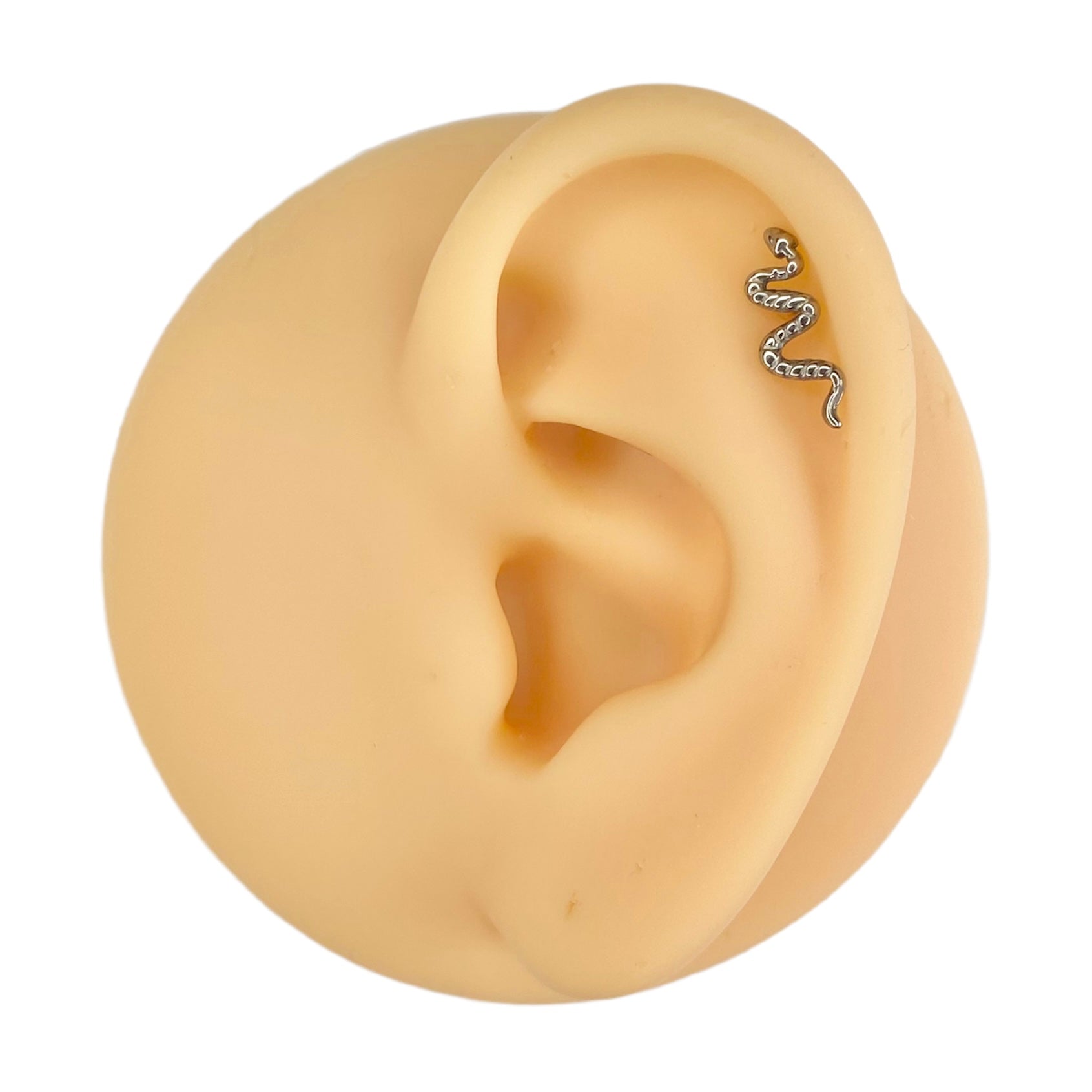 Silver Snake Titanium Flat Back Stud image 0