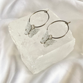 Silver Glitter Butterfly Hoop Earrings image 0