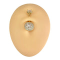 Gold Round Bling CZ Paved Outline Double Tier Belly Bar  image 0