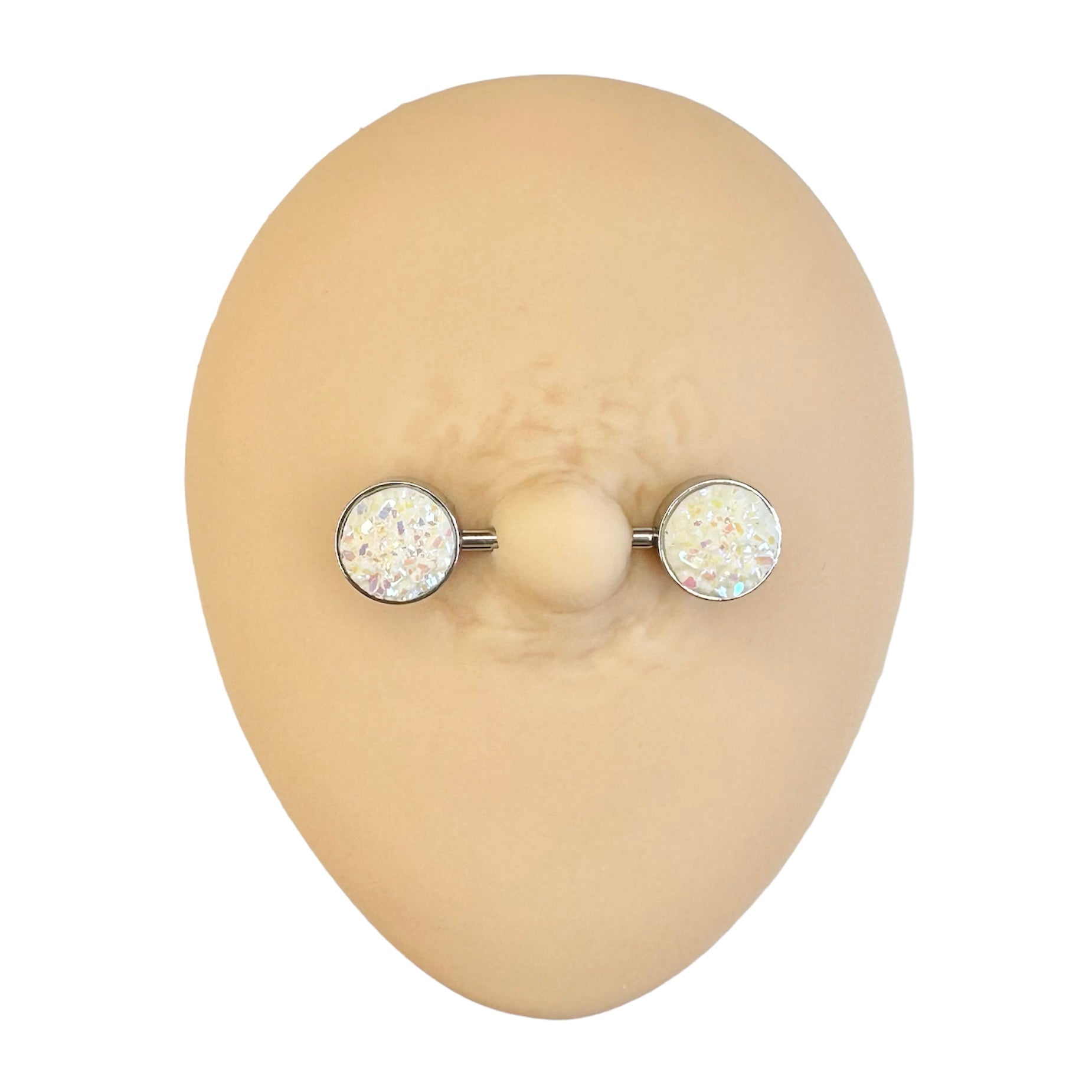 White Druzy Stone Nipple Bar image 0