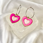 Pink Double Heart Hoop Earrings image 0
