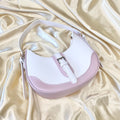 White & Dusty Pink Buckle Front Shoulder Bag image 0