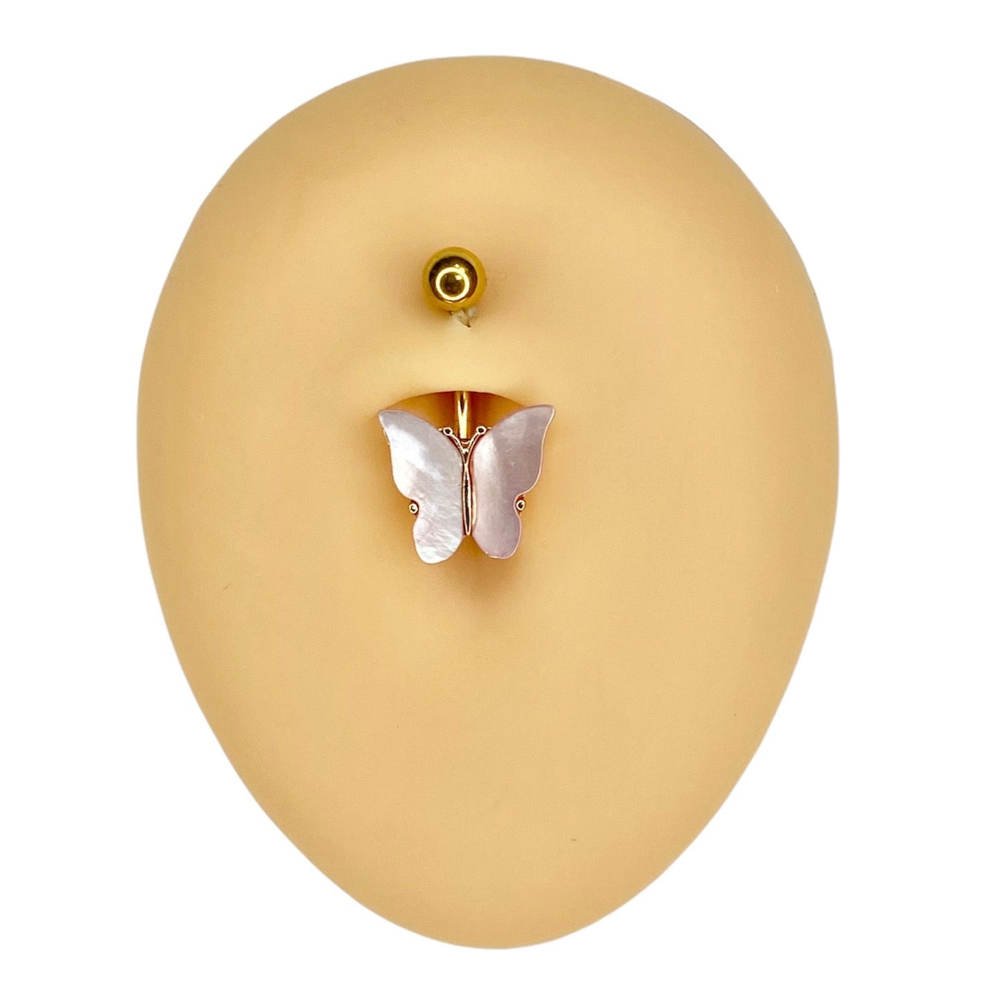 Gold Shell Covered Butterfly Belly Bar image 0