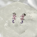 Silver Pink & Purple CZ Seahorse Stud Earrings image 0