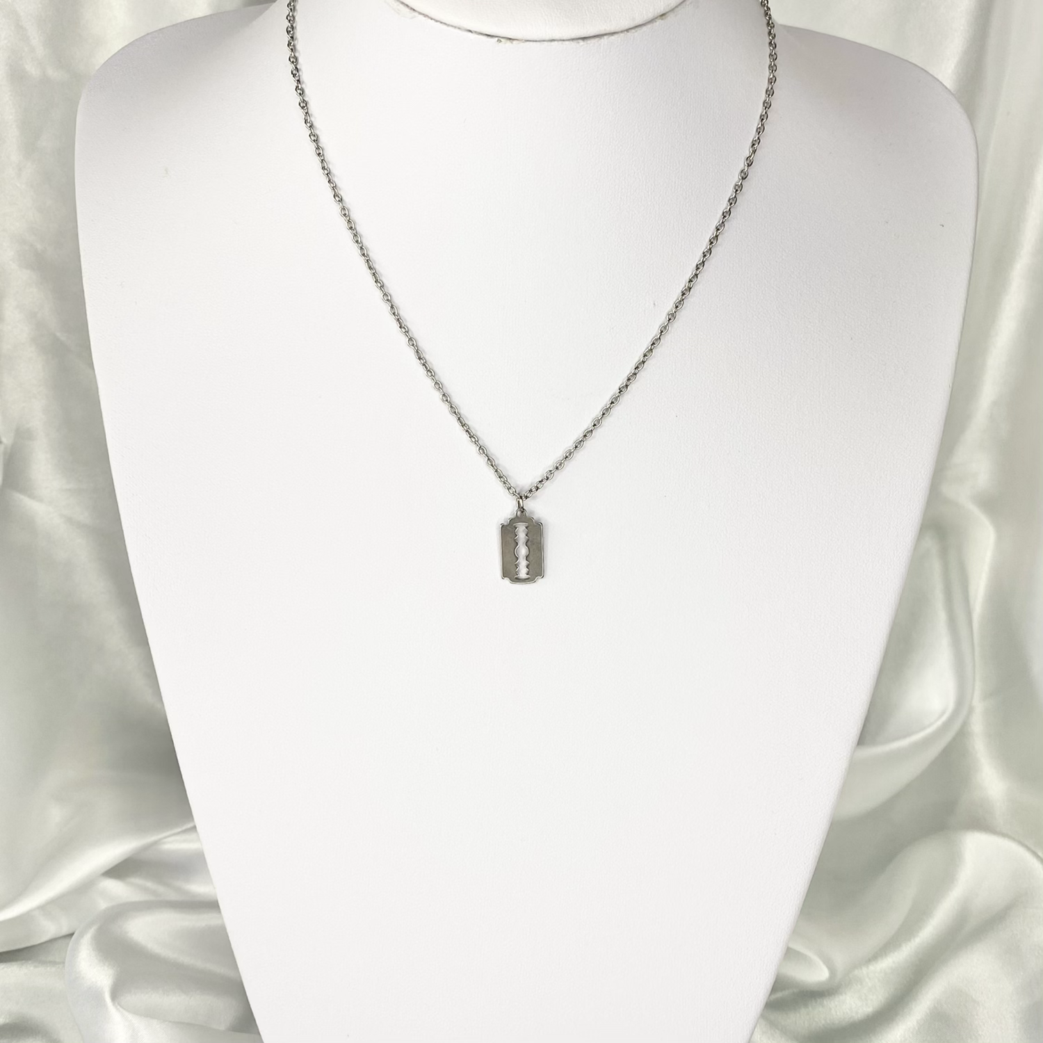 Silver Mini Razor Blade Necklace image 1