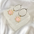 Light Pink Weed Leaf Hoop Earrings image 0