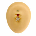 Gold CZ Marquise Flower & Flower Top Belly Bar  image 0