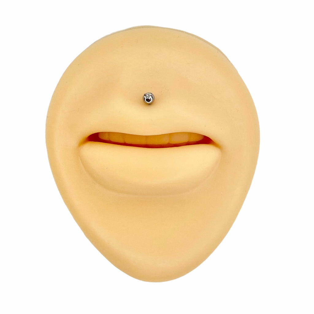 Silver Clear CZ Ball Top Flat Back Stud image 1
