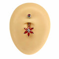 Red CZ Marquise Flower Belly Bar  image 0
