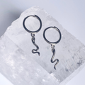 Silver Skinny Snake Hoop Earrings image 0