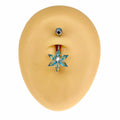 Blue CZ Marquise Flower Belly Bar  image 0