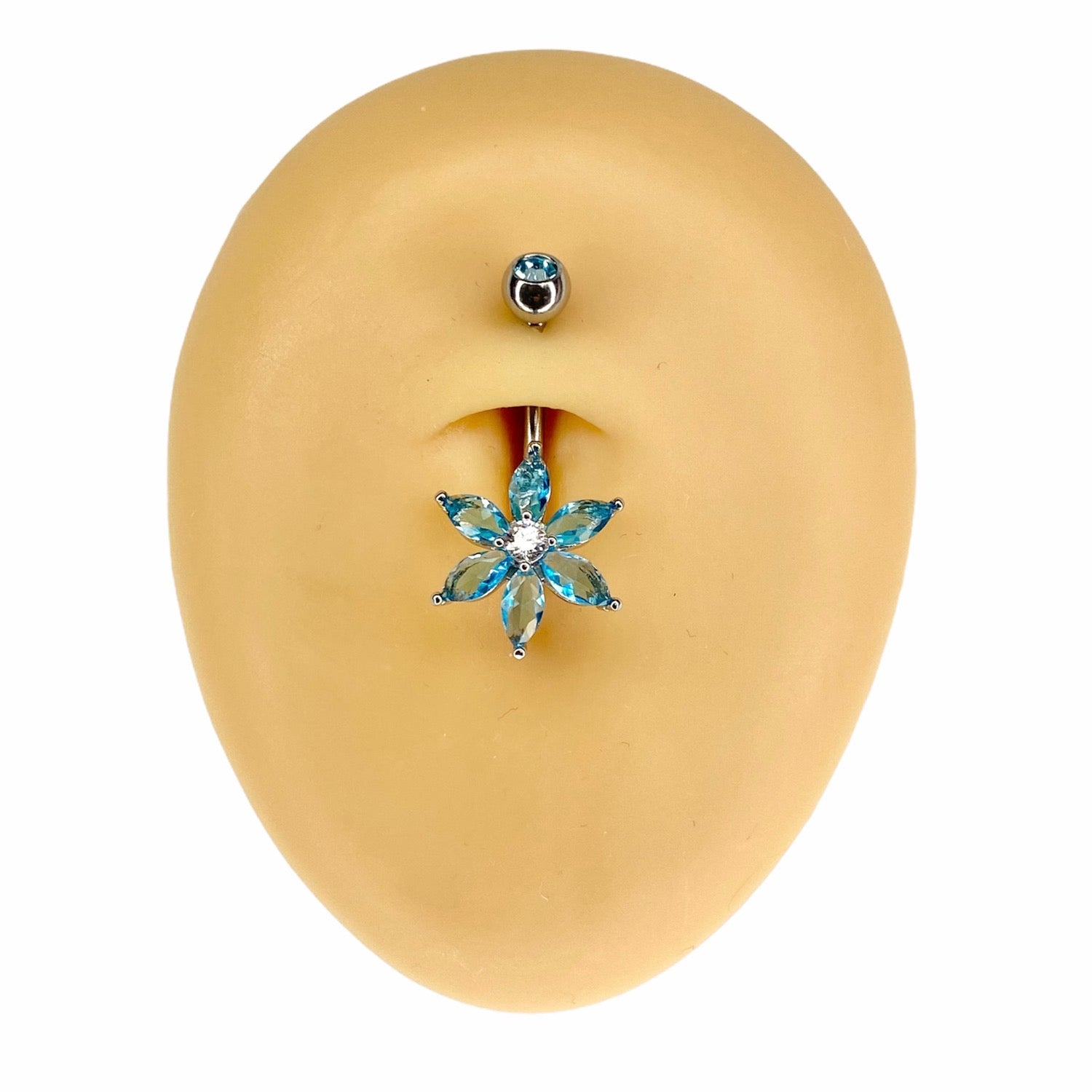 Blue CZ Marquise Flower Belly Bar  image 0