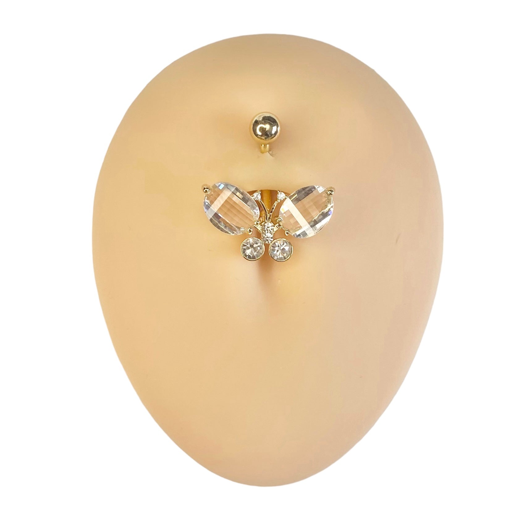 Gold Faceted Crystal Butterfly Belly Bar  image 0