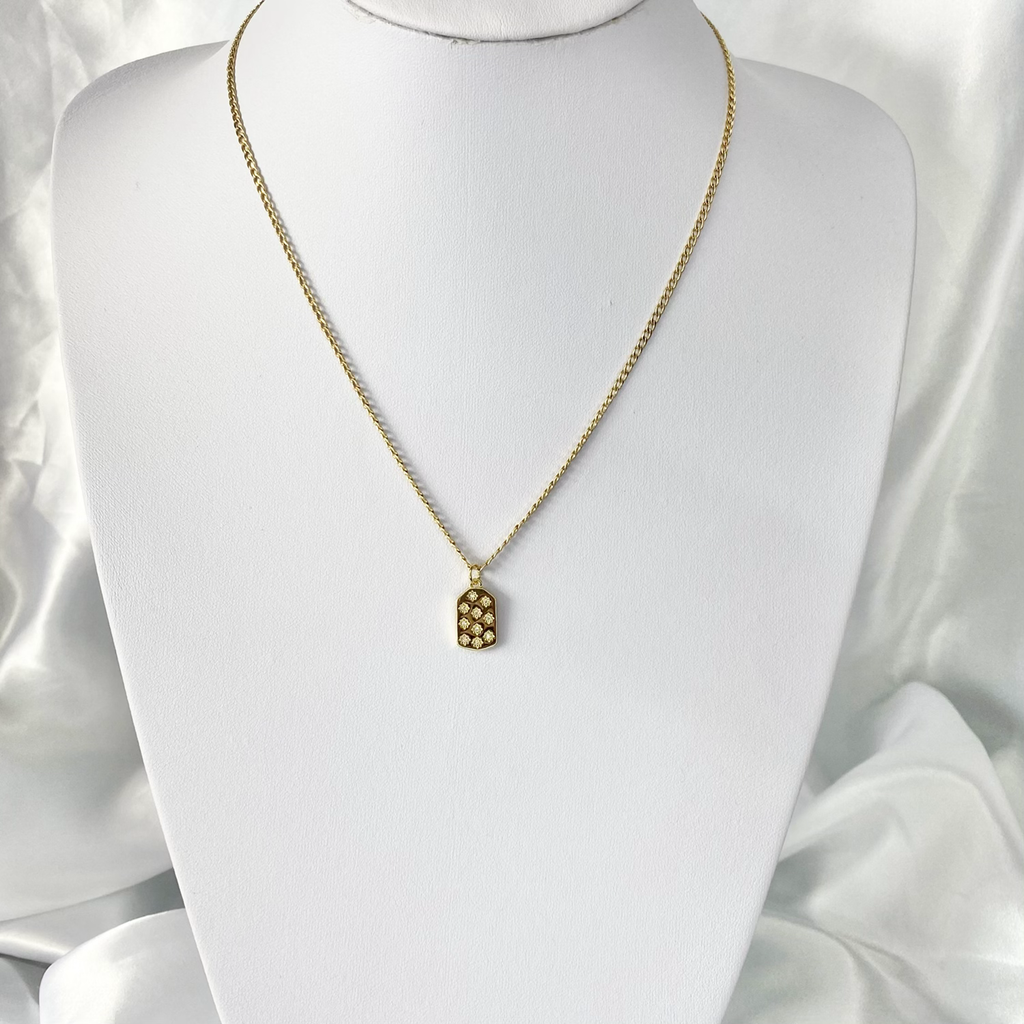 Gold CZ Stars Tag Necklace image 1
