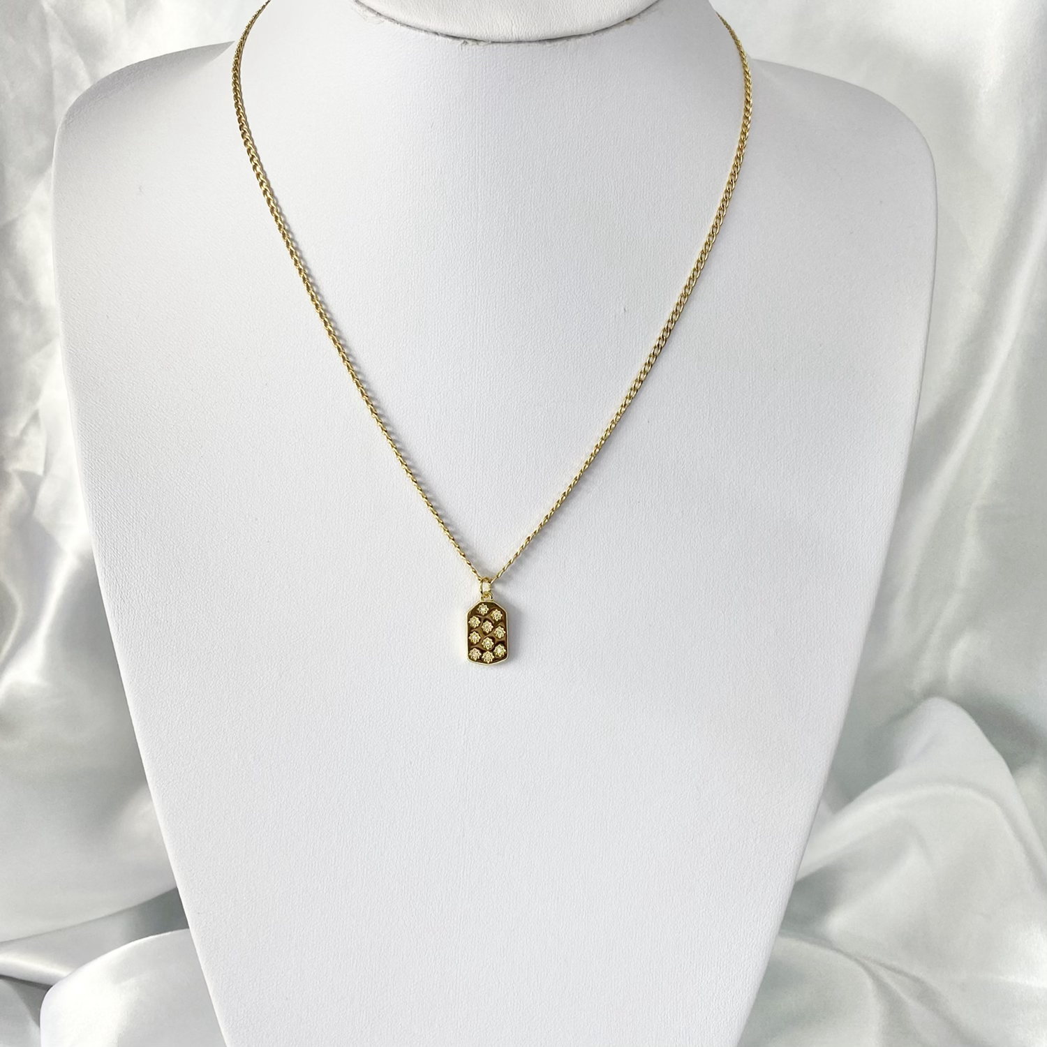 Gold CZ Stars Tag Necklace image 1