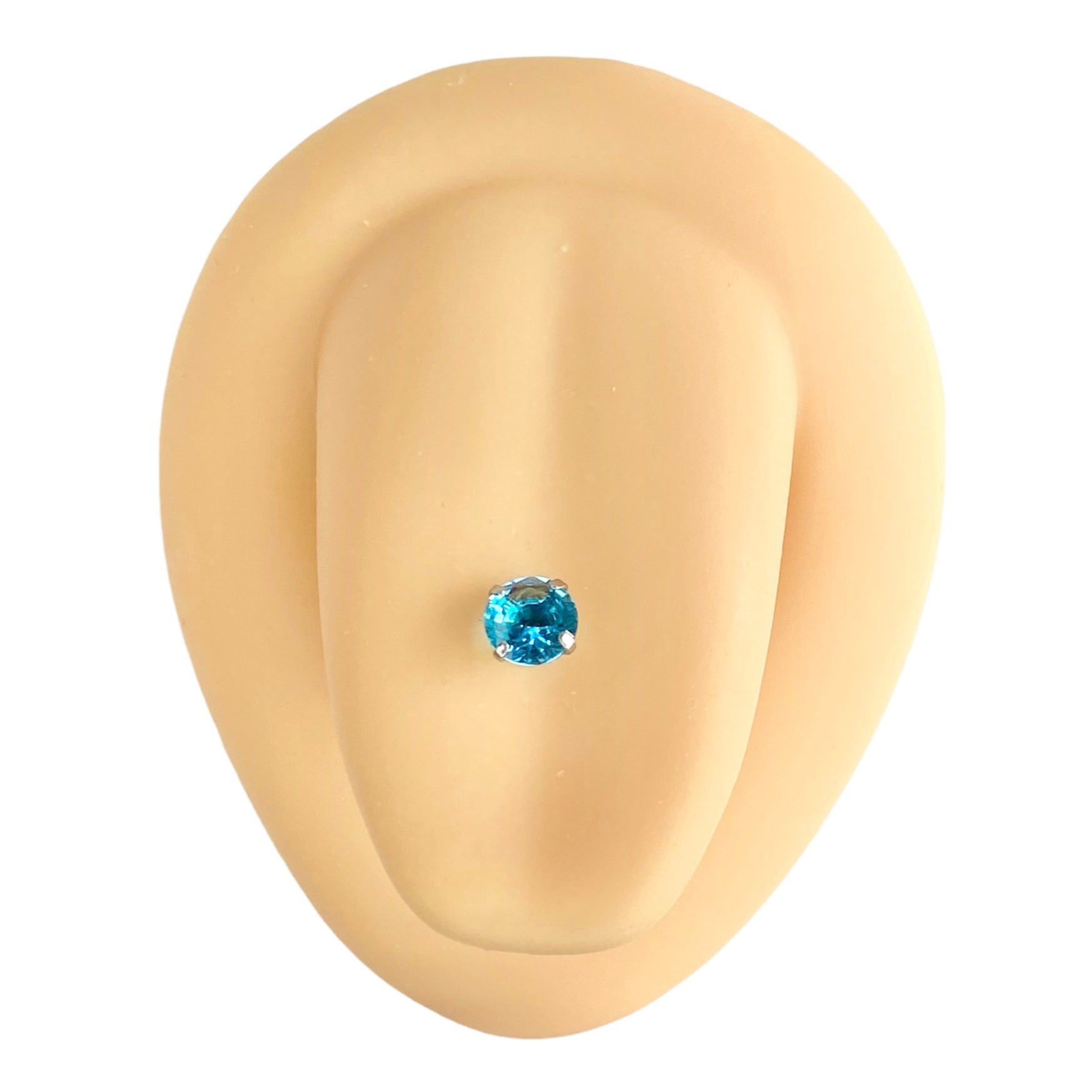 Blue Cubic Zirconia Circle Prong Tongue Bar image 0
