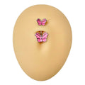 Pink Double Butterfly Belly Bar  image 0