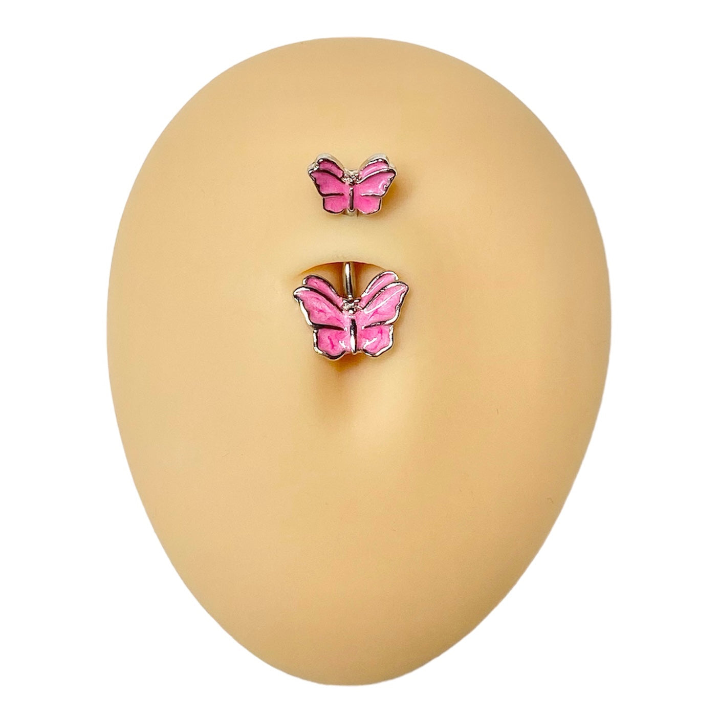 Pink Double Butterfly Belly Bar  image 0