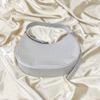 Beige Croc Saddle Shoulder Bag image 3
