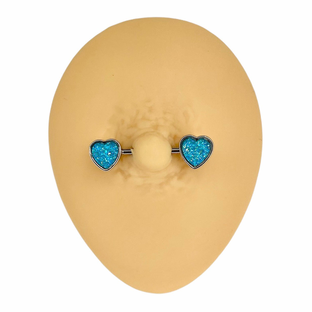 Blue Druzy Stone Heart Nipple Bar image 0