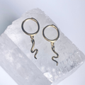 Gold Skinny Snake Hoop Earrings image 0