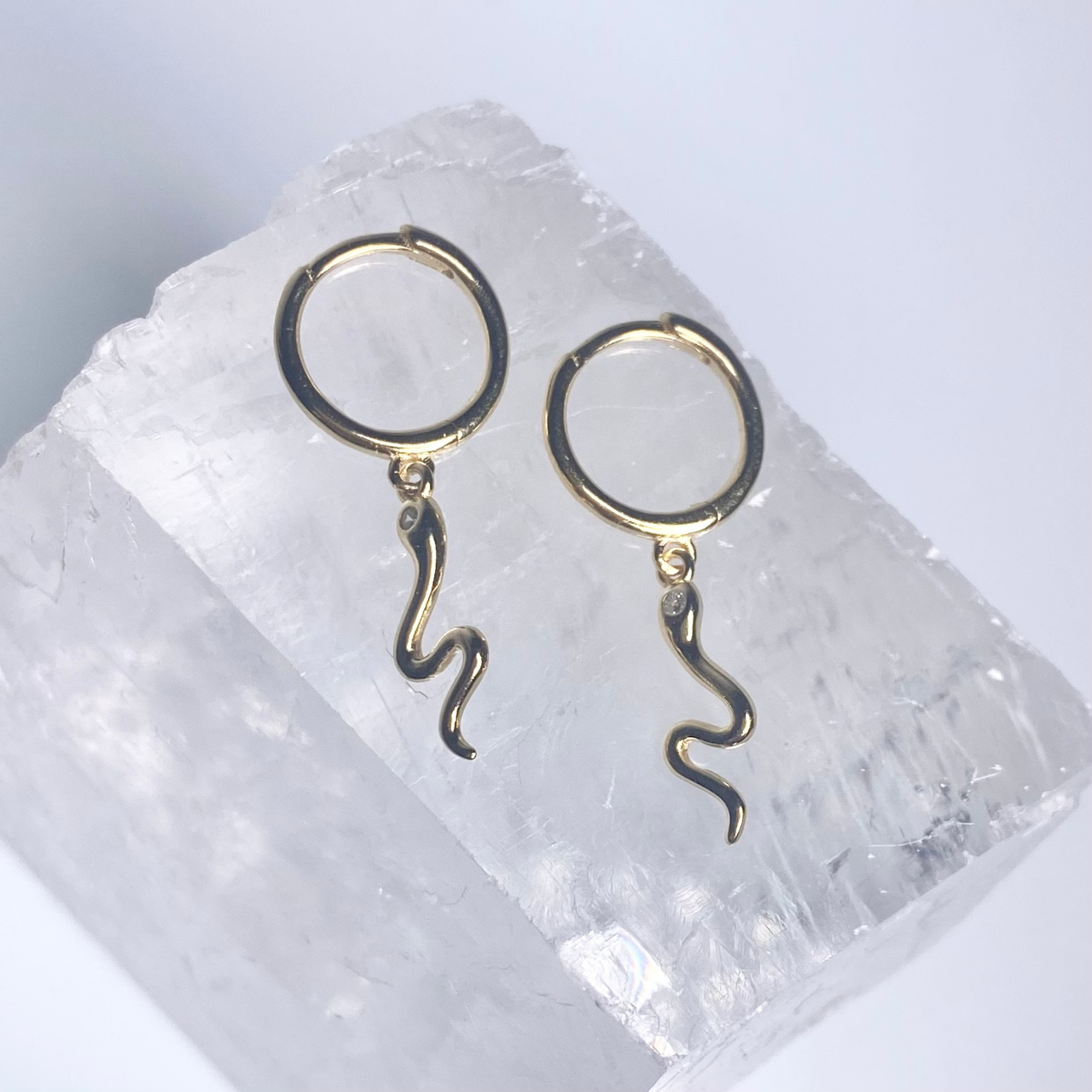 Gold Skinny Snake Hoop Earrings image 0