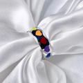 Silver Rainbow Heart Dome Ring image 0