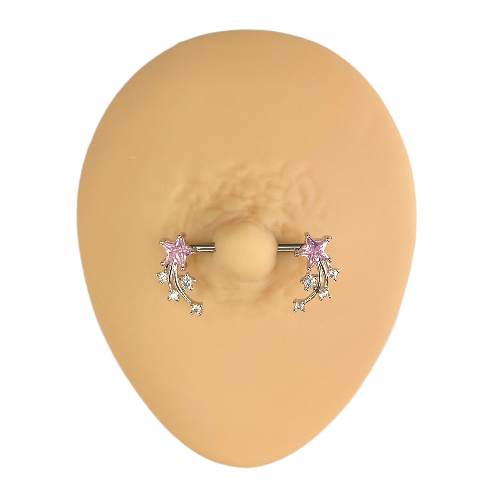 Pink CZ Shooting Stars Nipple Bar image 0