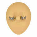 Silver Clear Crystal Paved Butterfly Nipple Bar image 0