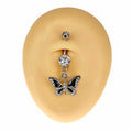 Black Crystal Y2K Butterfly Dangle Belly Bar  image 0