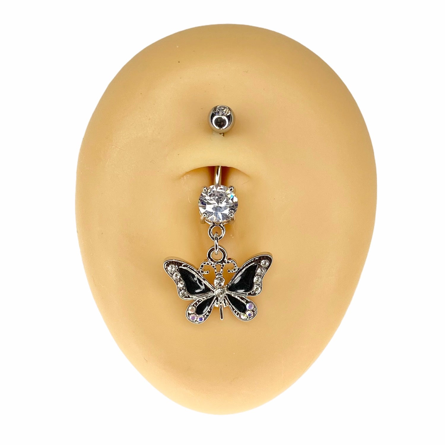 Black Crystal Y2K Butterfly Dangle Belly Bar  image 0