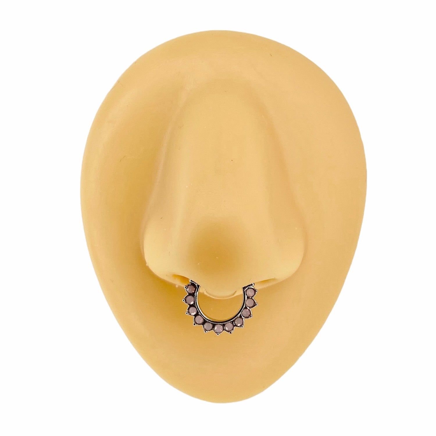 Pink Opalites Paved Septum Clicker Hoop  image 0
