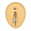 White Enamel Playboy Key Belly Bar  image 0